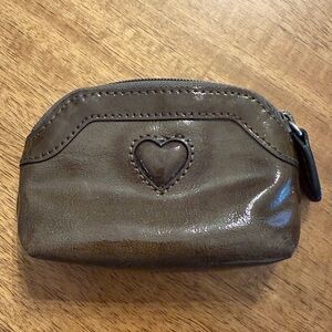 Brighton Brown Leather Zip Coin Purse with Heart